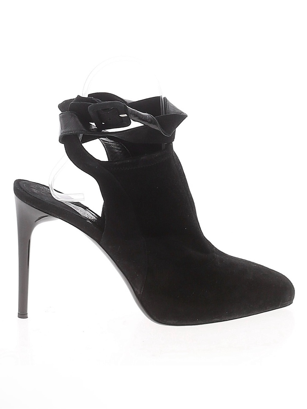 Donna Karan Black Suede High Heel Ankle Strap Pumps size 37